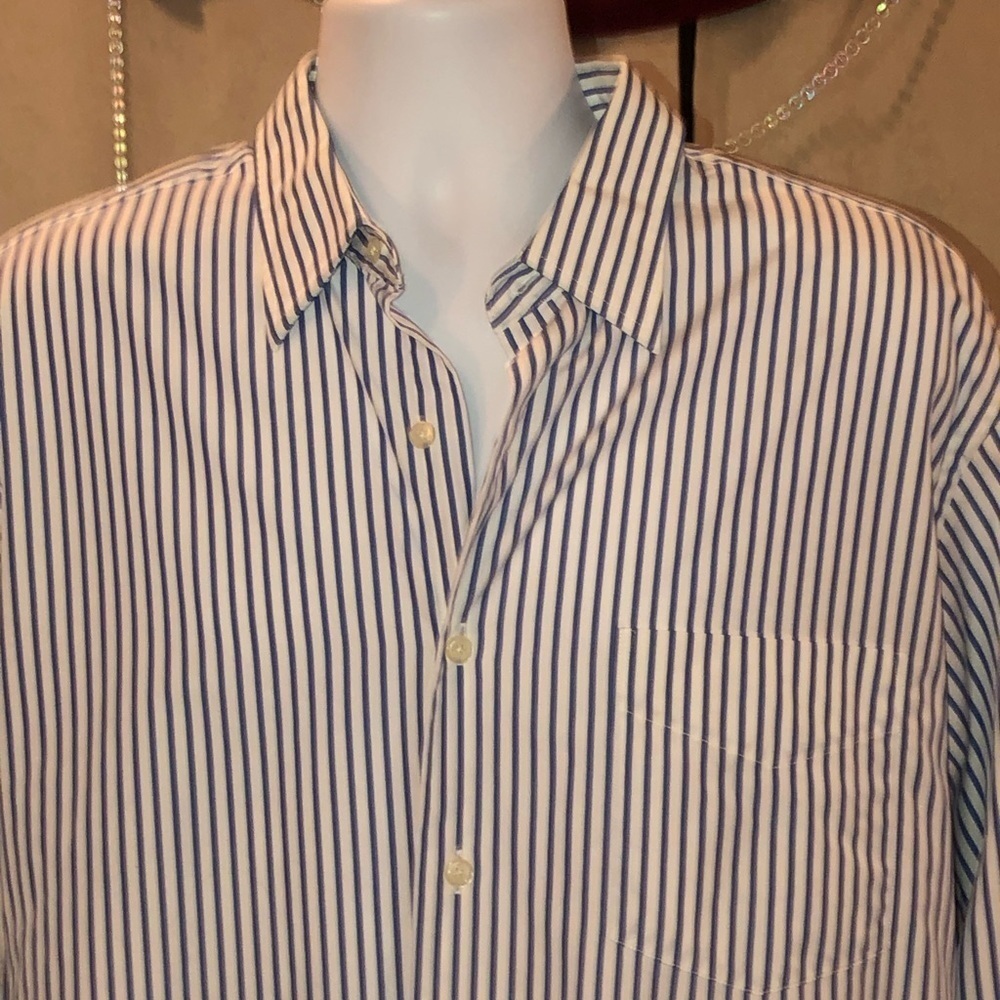 J Crew White and Blue Striped Dress Shirt L 16-16 1/2 - Picture 3 of 9
